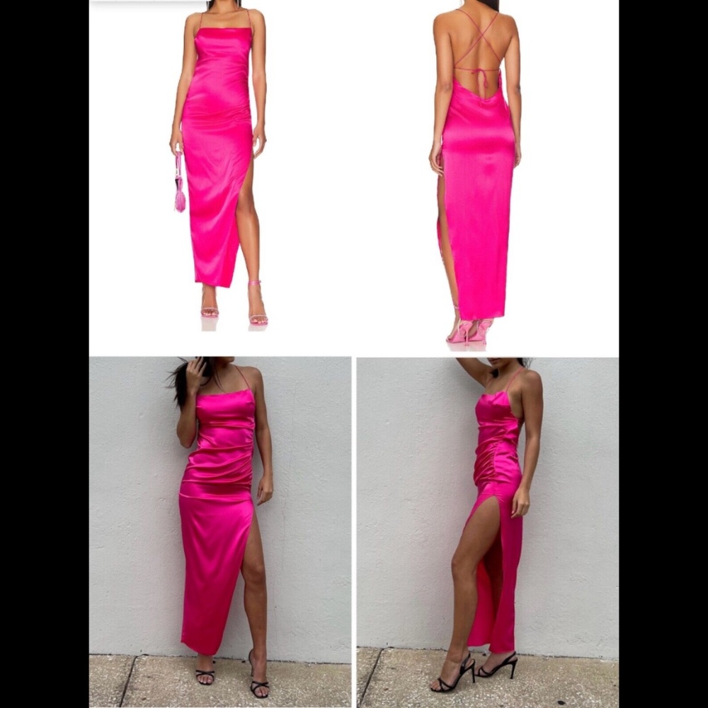 SER.O.YA Celino Maxi Dress Silk Blend Fuchia Purple/Hot Pink Size M - NWT